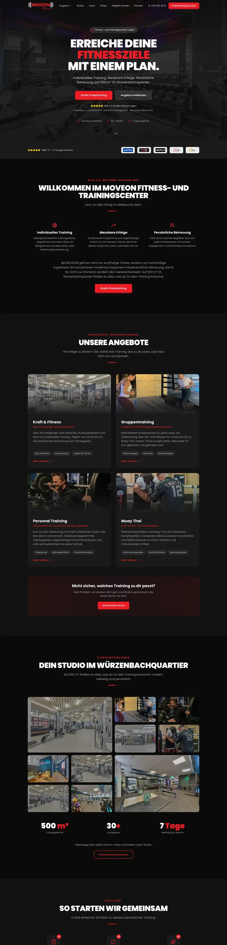 Startseite der Website von MoveOn Luzern